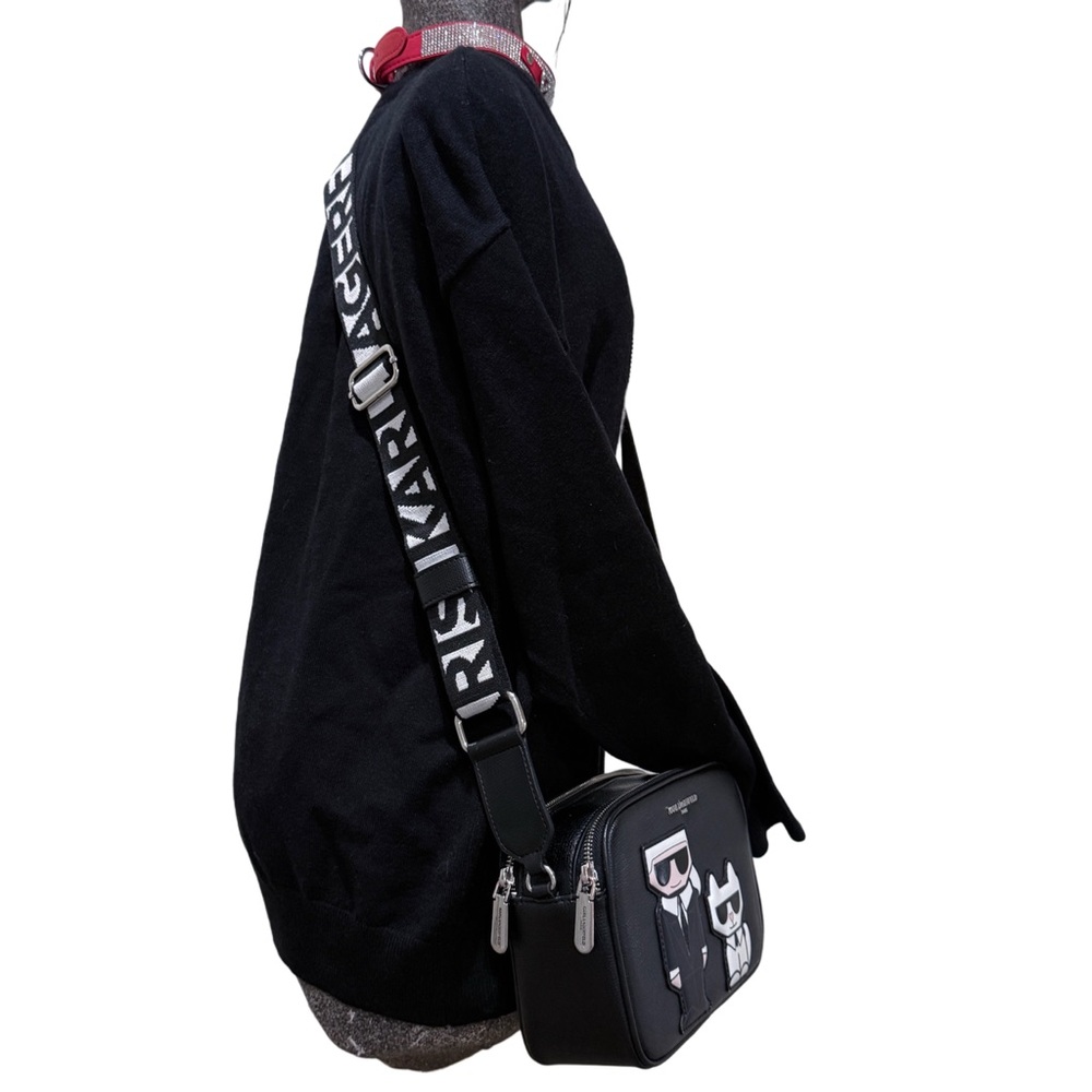 Karl Lagerfeld Choupette Cat Camera Crossbody Logo Bag Black Vegan Leather - Picture 4 of 17
